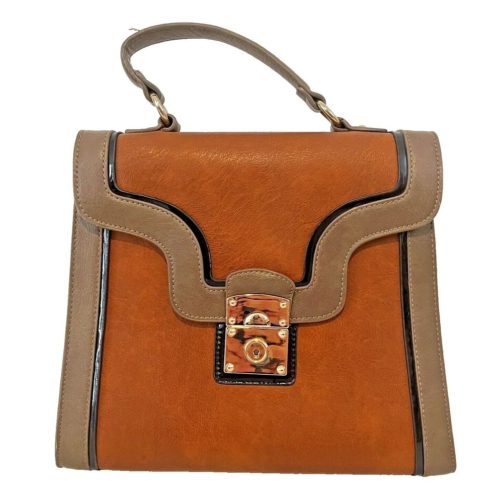 Melie Bianco Brown Satchel Top Handle Shoulder Bag